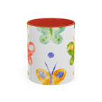 Watercolor Butterfly Accent Mug — Original Colorful Ceramic Cup