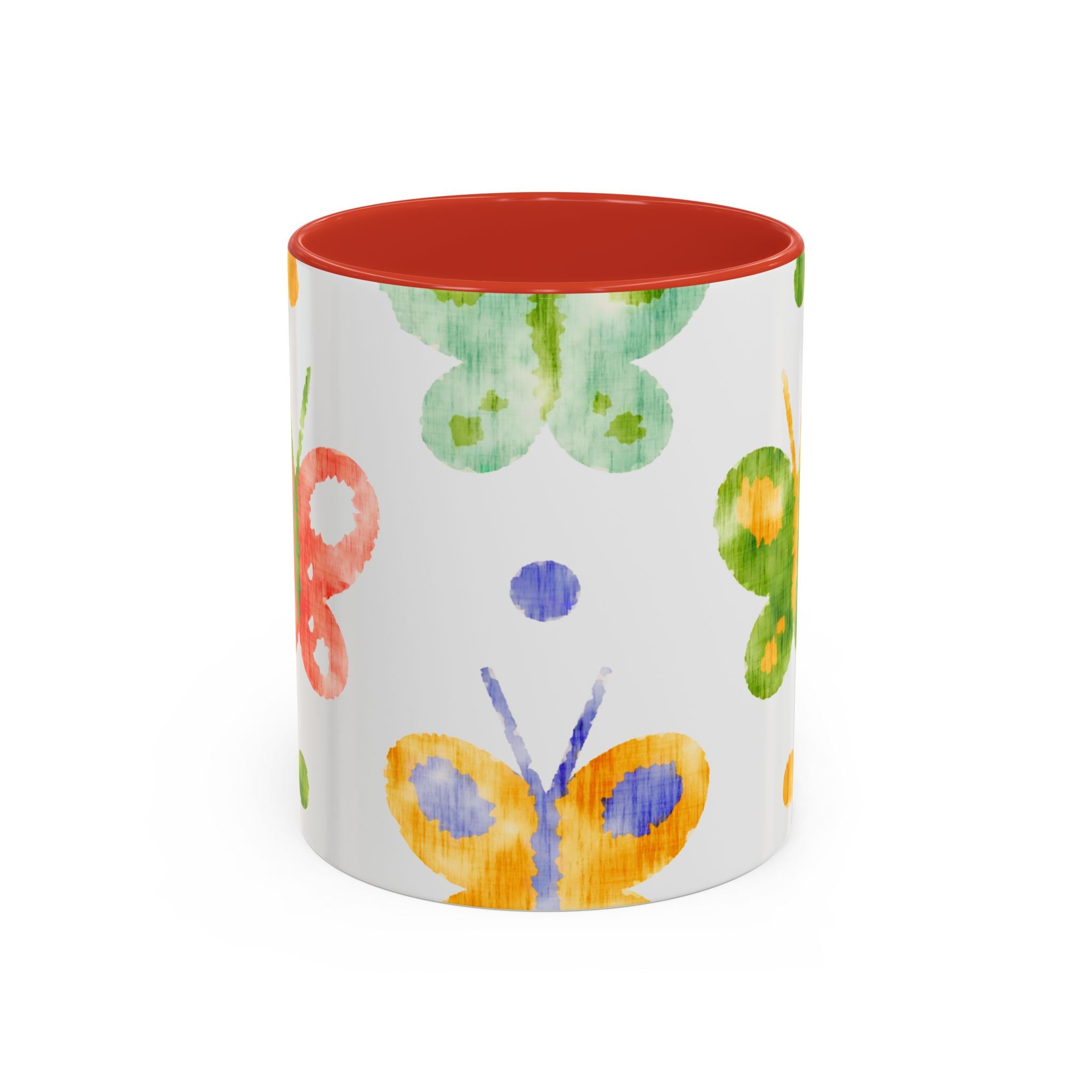 Watercolor Butterfly Accent Mug — Original Colorful Ceramic Cup