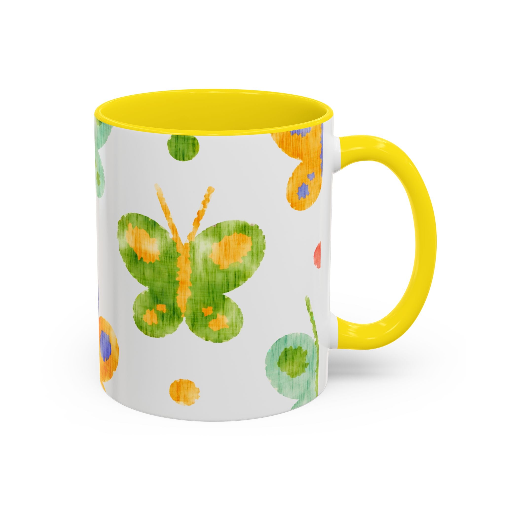 Watercolor Butterfly Accent Mug — Original Colorful Ceramic Cup