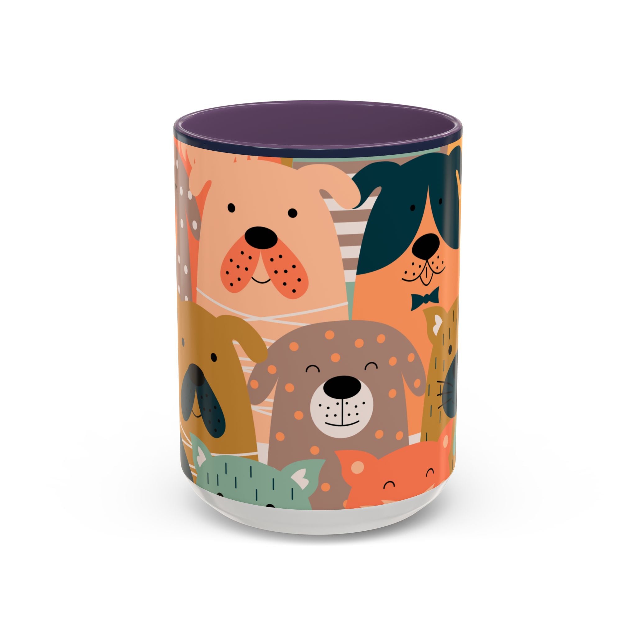 Puppy Parade Accent Mug — Original Colorful Dog Pattern Ceramic Cup