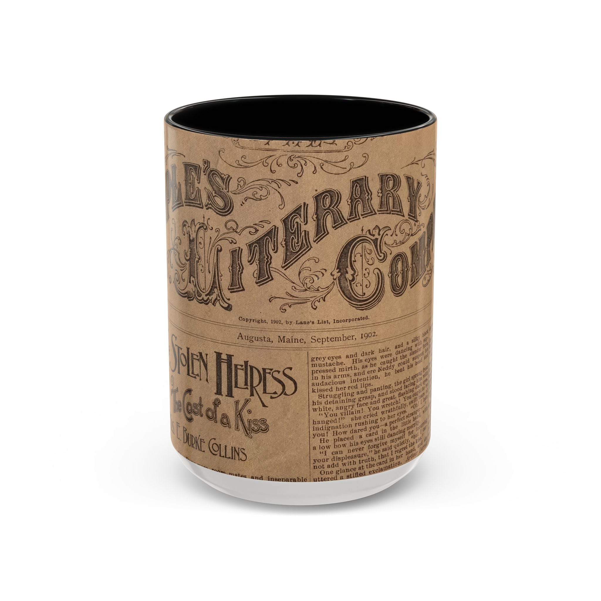 Vintage Newspaper Literary Mug — Original Book Lover Ceramic Cup
