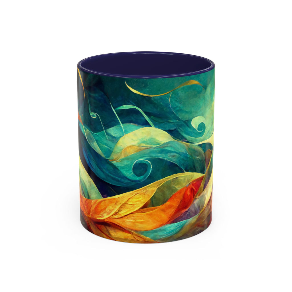 Abstract Autumn Leaves Accent Mug — Original Colorful Ceramic Cup