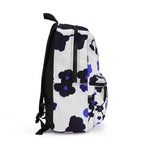 Blue Floral Backpack — Lightweight Purple & Indigo Flower Pattern Everyday Bag