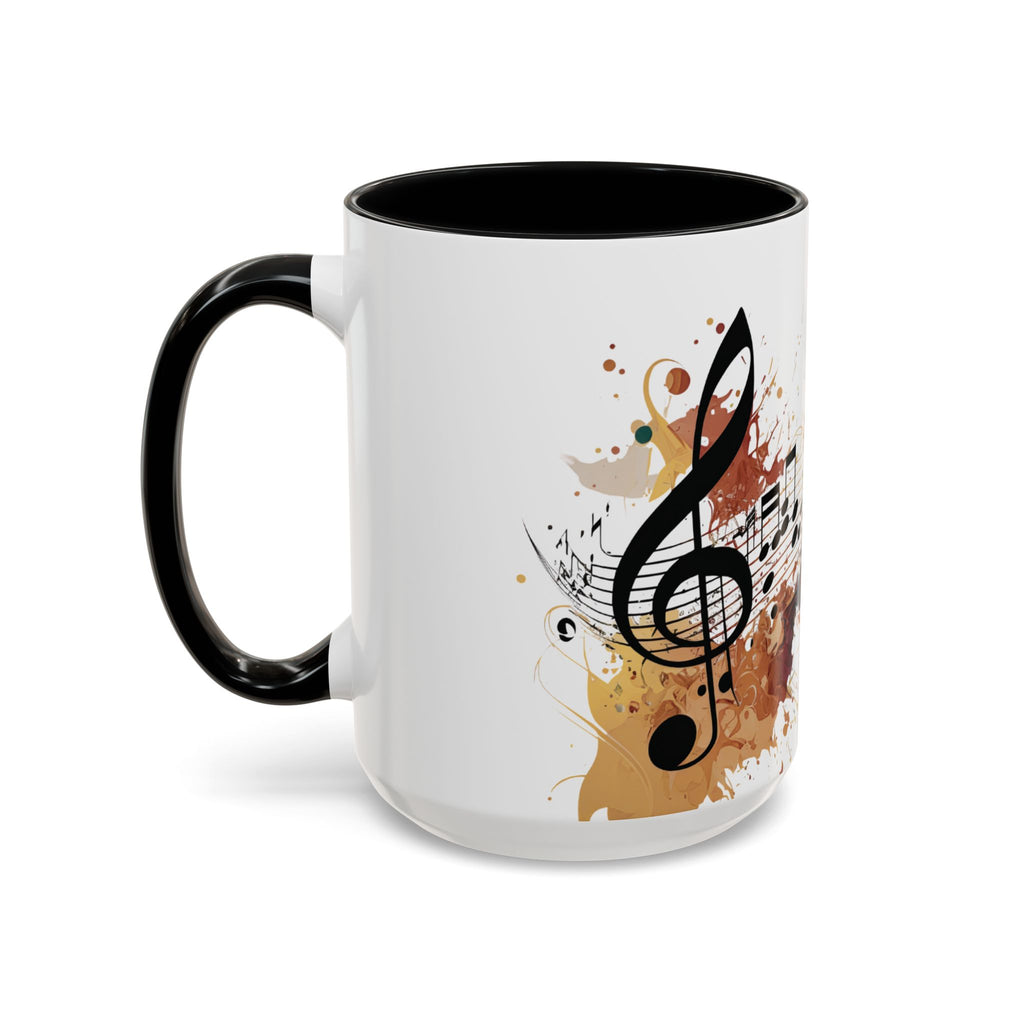 Music Notes Accent Mug — Original Watercolor Treble Clef Ceramic Cup