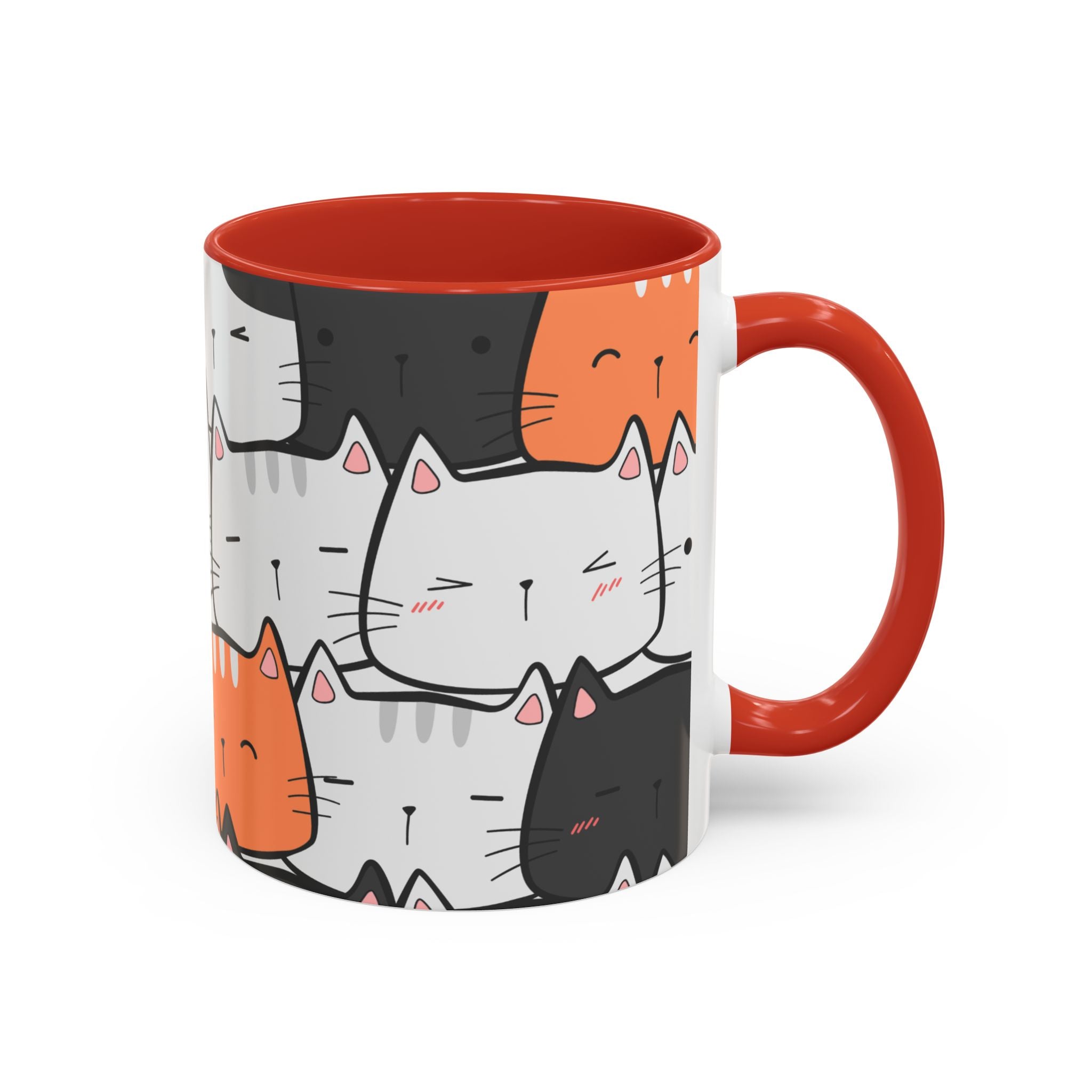 Kawaii Cat Accent Mug — Original Cute Cat Pattern Ceramic Cup