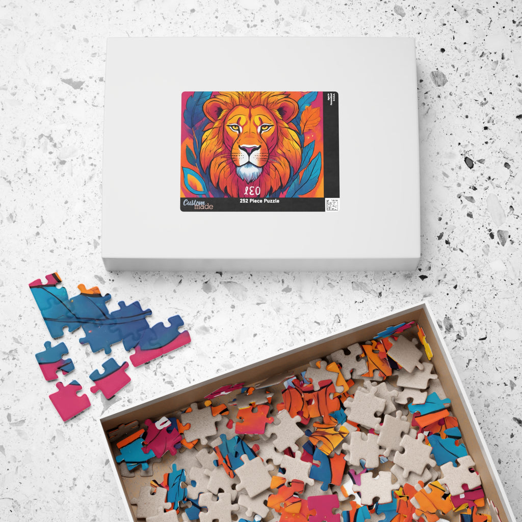 Leo Zodiac Lion Puzzle — Original Vibrant Lion Portrait Jigsaw, 252 Pieces