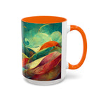 Abstract Autumn Leaves Accent Mug — Original Colorful Ceramic Cup