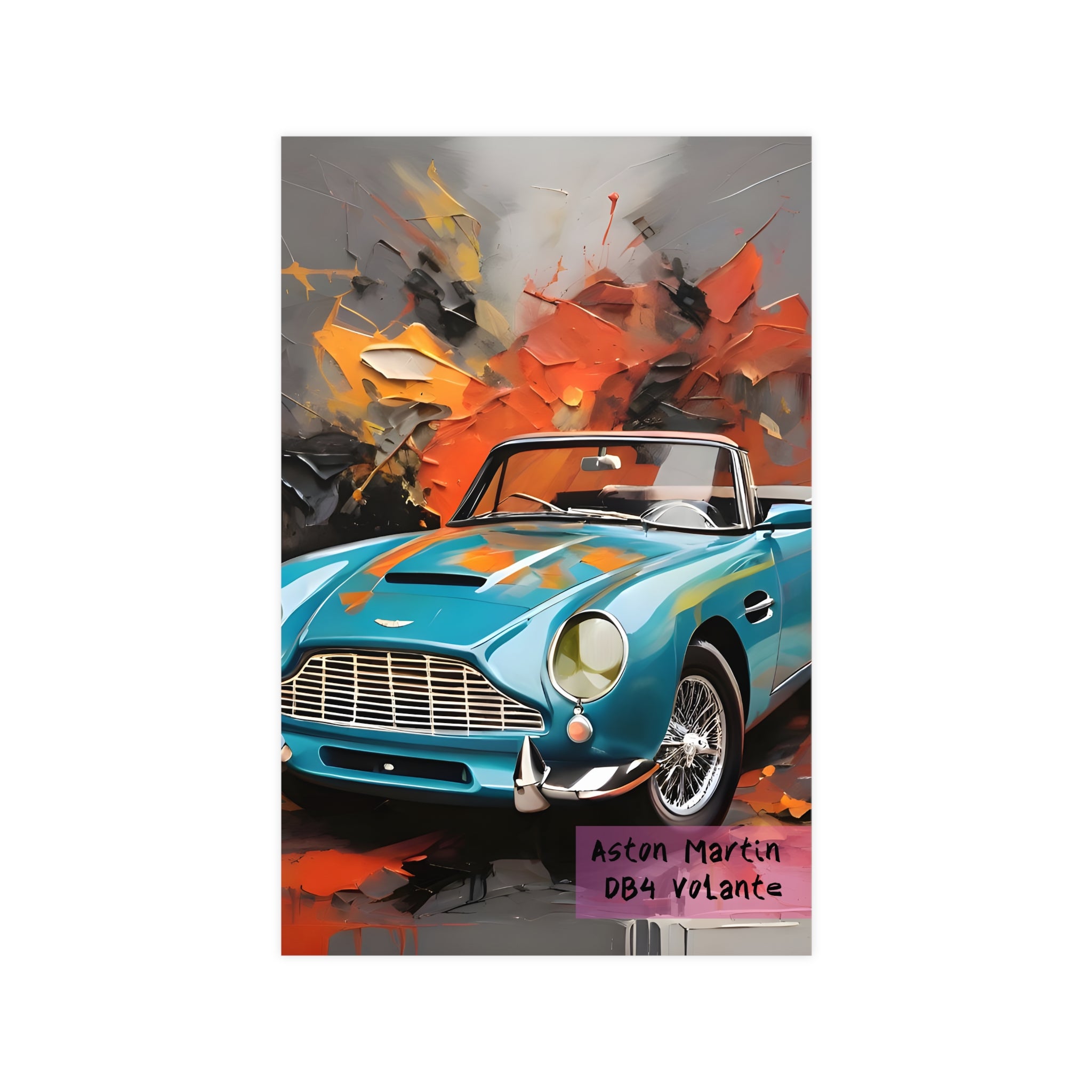 Aston Martin DB4 Volante — Original Retro Sports Car Art Poster