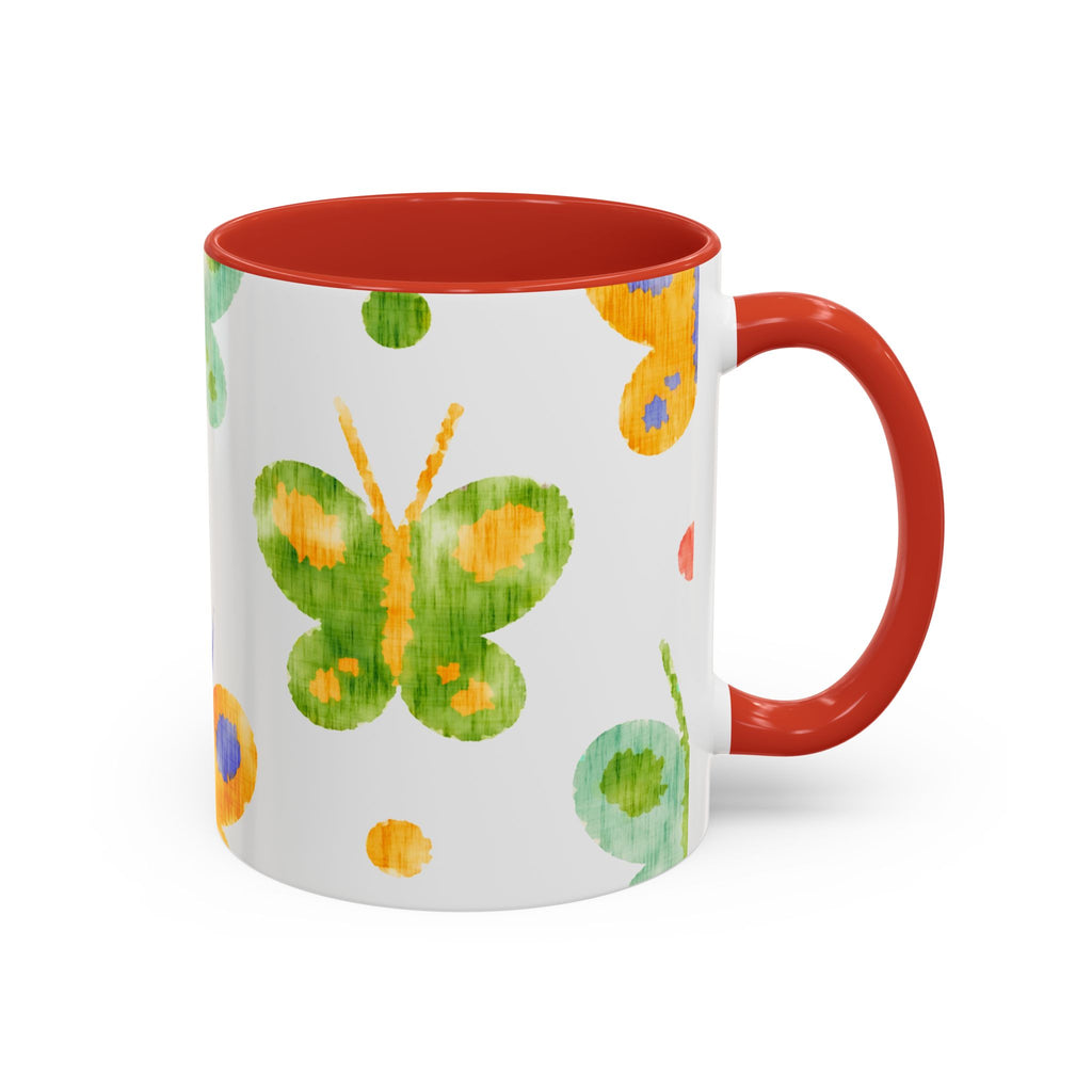 Watercolor Butterfly Accent Mug — Original Colorful Ceramic Cup