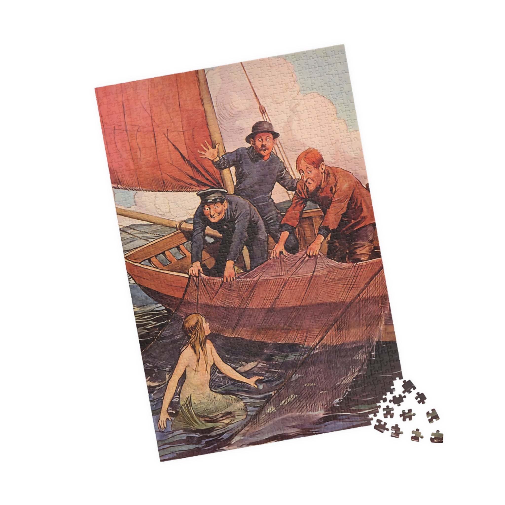 Vintage Mermaid Rescue Jigsaw Puzzle — Nautical Illustration, 1014 Pieces