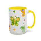 Watercolor Butterfly Accent Mug — Original Colorful Ceramic Cup