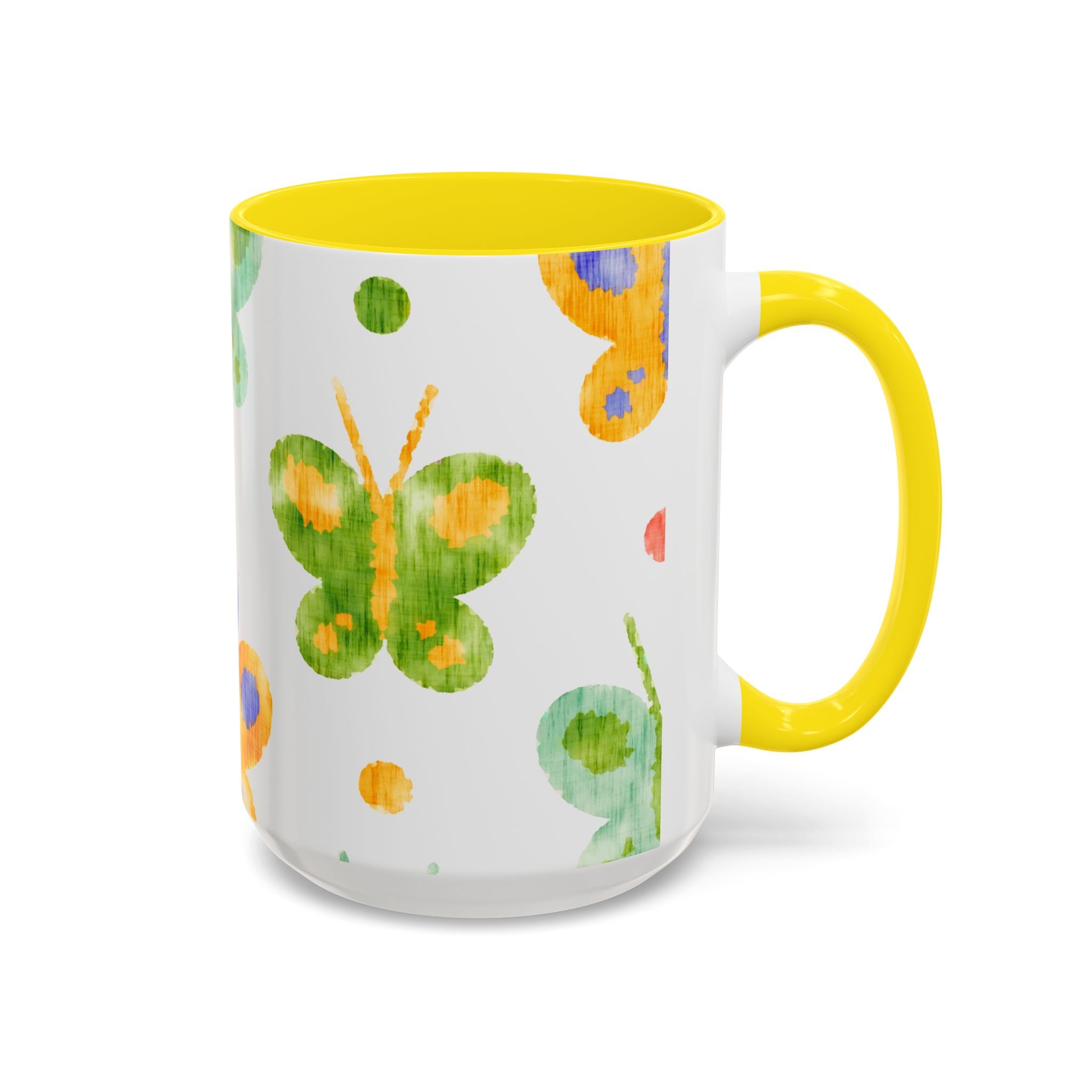 Watercolor Butterfly Accent Mug — Original Colorful Ceramic Cup
