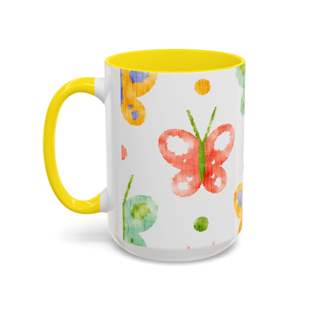 Watercolor Butterfly Accent Mug — Original Colorful Ceramic Cup