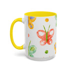 Watercolor Butterfly Accent Mug — Original Colorful Ceramic Cup