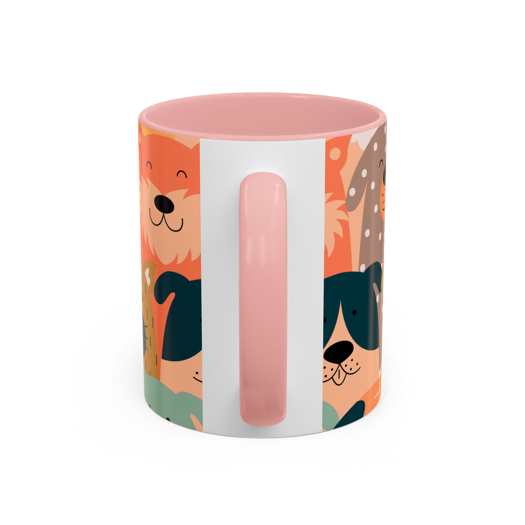 Puppy Parade Accent Mug — Original Colorful Dog Pattern Ceramic Cup