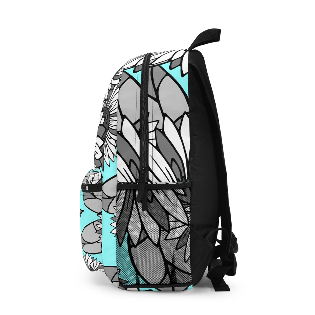 Aqua Sunflower Backpack — Bold Floral Pattern School & Travel Bag