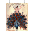 La Vie Parisienne Satin Poster — Vintage Peacock Pin-Up Art Print