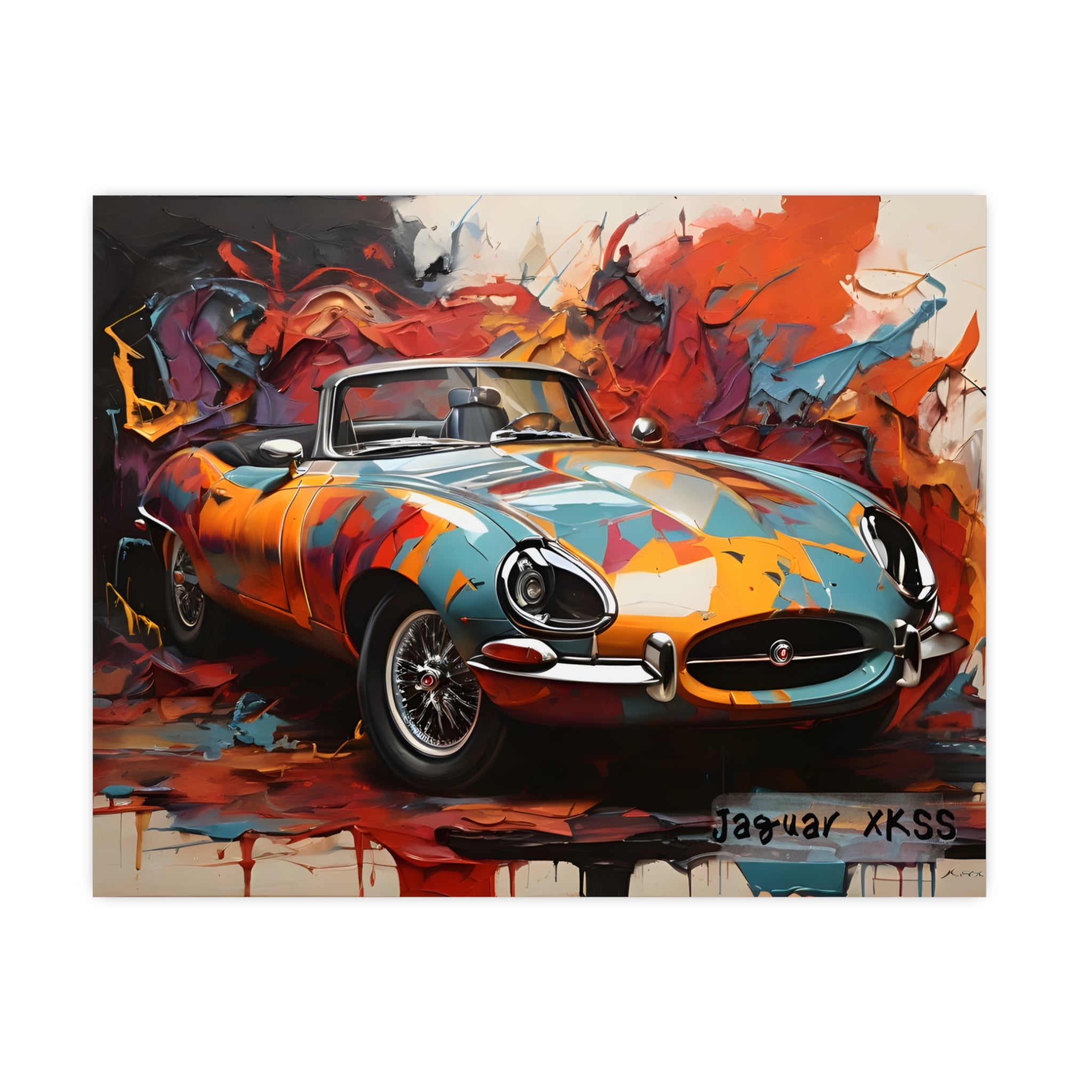 Jaguar XKSS — Original Color Splash Vintage Sports Car Art Poster
