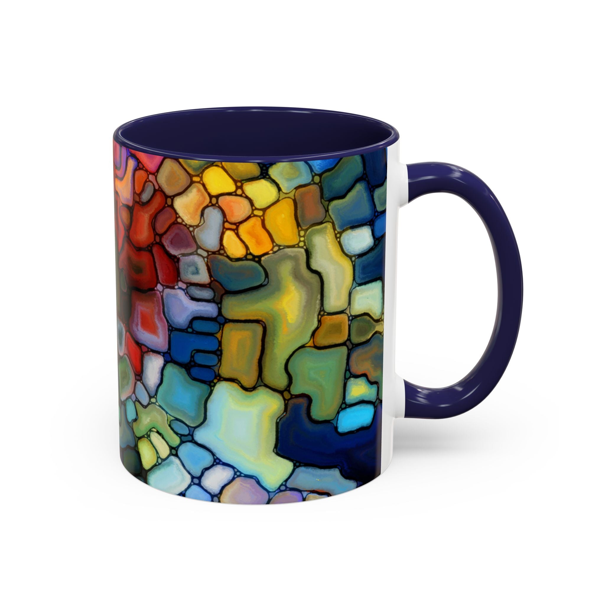 Stained Glass Mosaic Accent Mug — Original Abstract Art Ceramic Cup