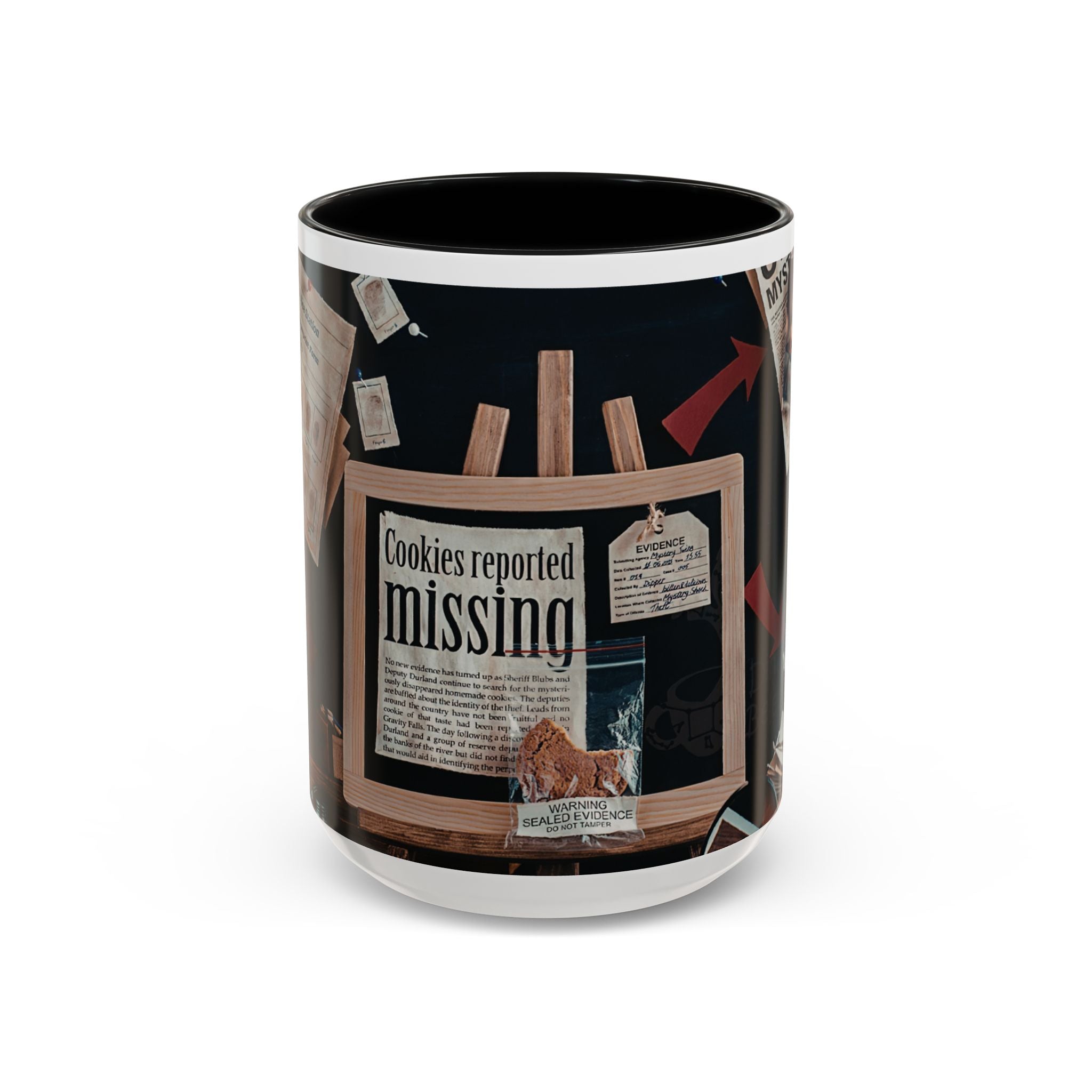 Mystery Caseboard Mug — "Cookies Reported Missing" Detective Design
