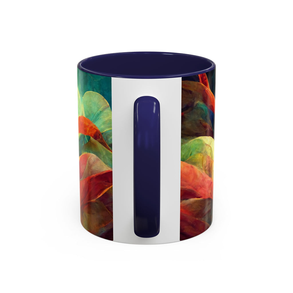 Abstract Autumn Leaves Accent Mug — Original Colorful Ceramic Cup