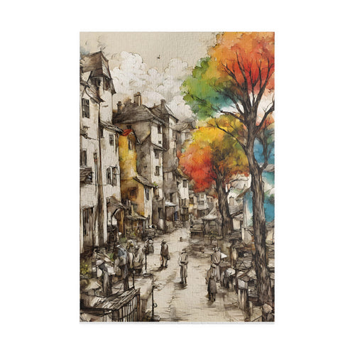Autumn Village Street Jigsaw Puzzle — Cozy Scenic 1,014 Pieces