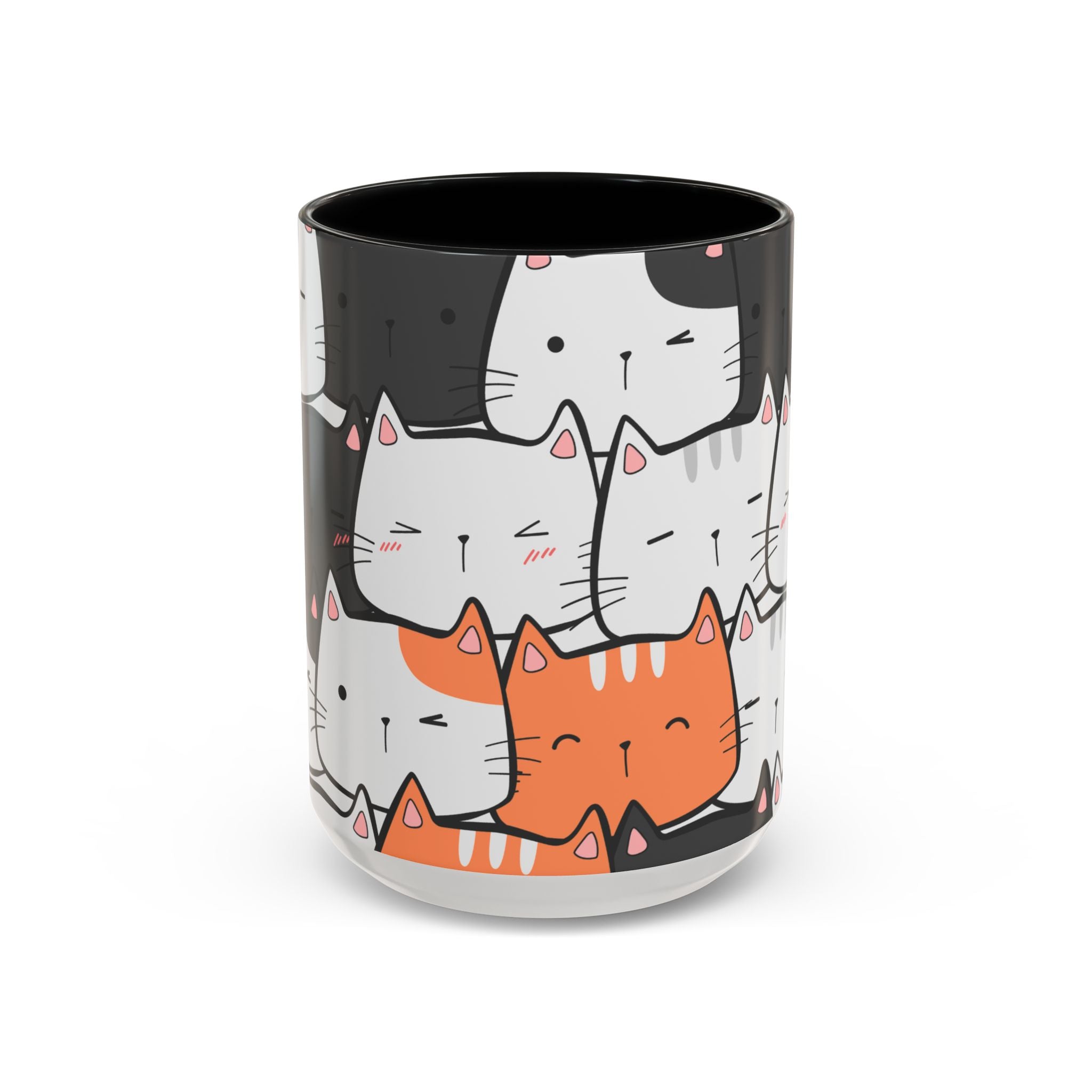 Kawaii Cat Accent Mug — Original Cute Cat Pattern Ceramic Cup