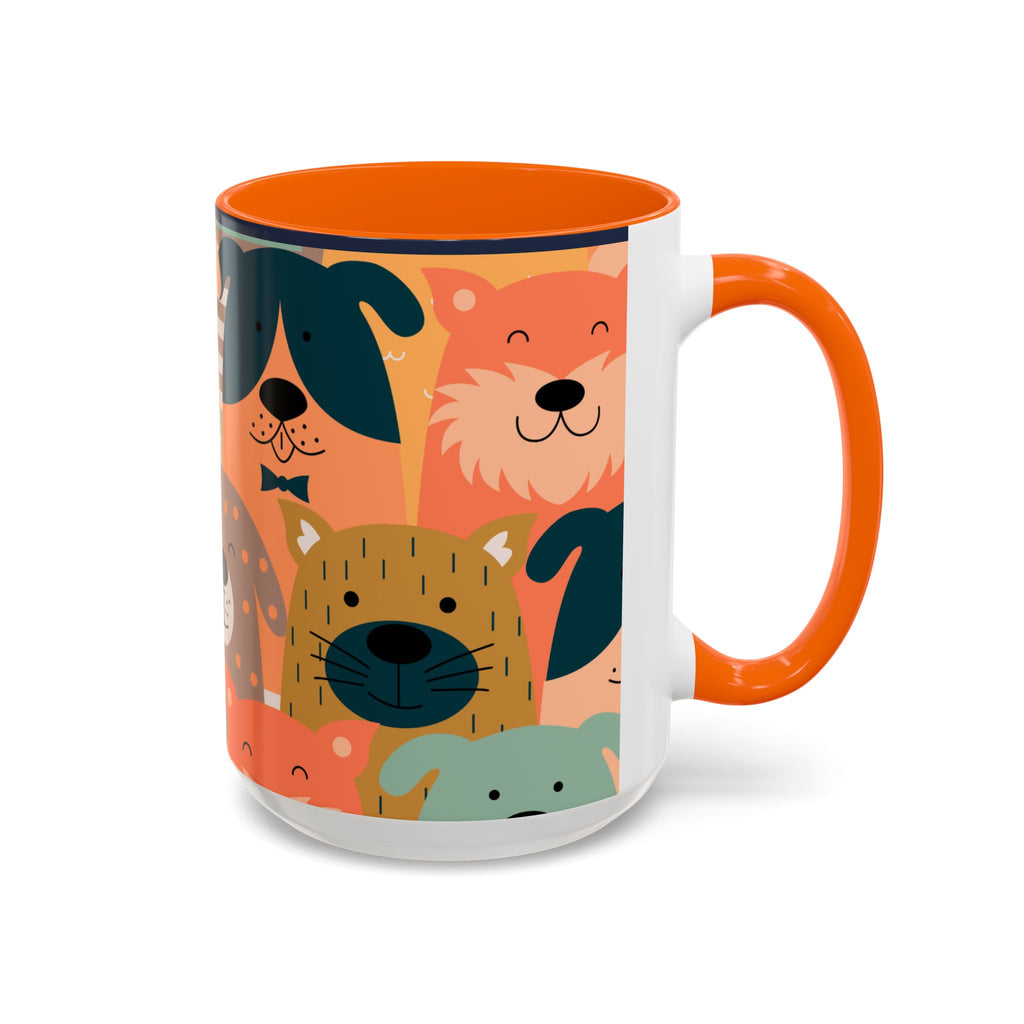 Puppy Parade Accent Mug — Original Colorful Dog Pattern Ceramic Cup
