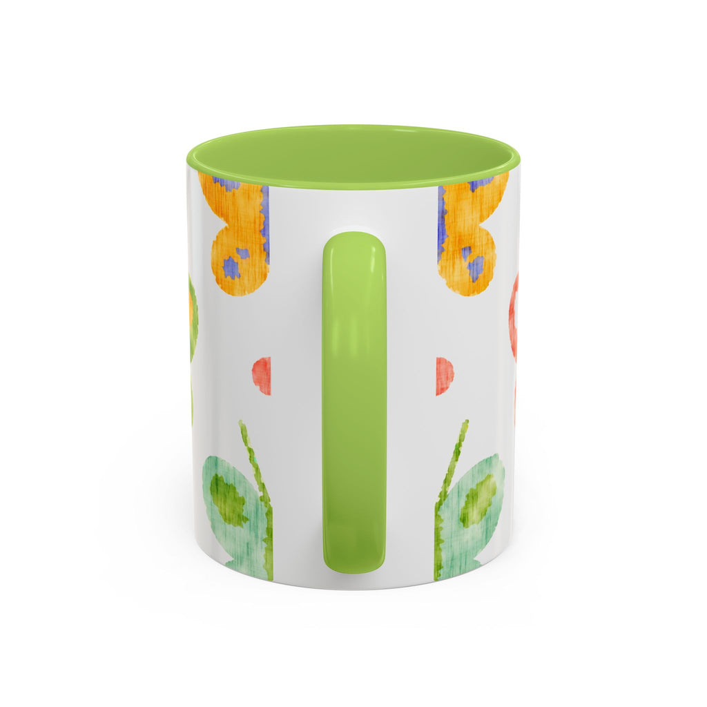 Watercolor Butterfly Accent Mug — Original Colorful Ceramic Cup