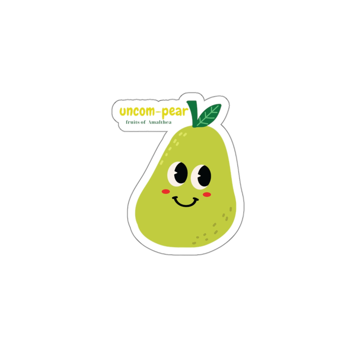 Uncom-pear — Smug Kawaii Pear Funny Die-Cut Sticker | Fruits of Amalthea