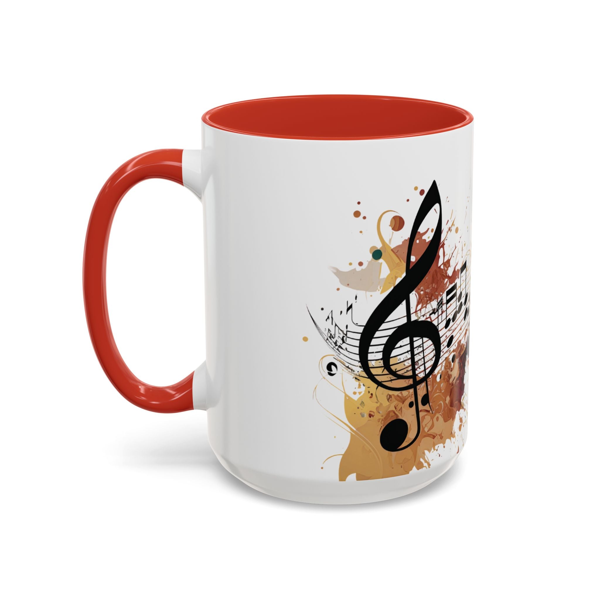 Music Notes Accent Mug — Original Watercolor Treble Clef Ceramic Cup