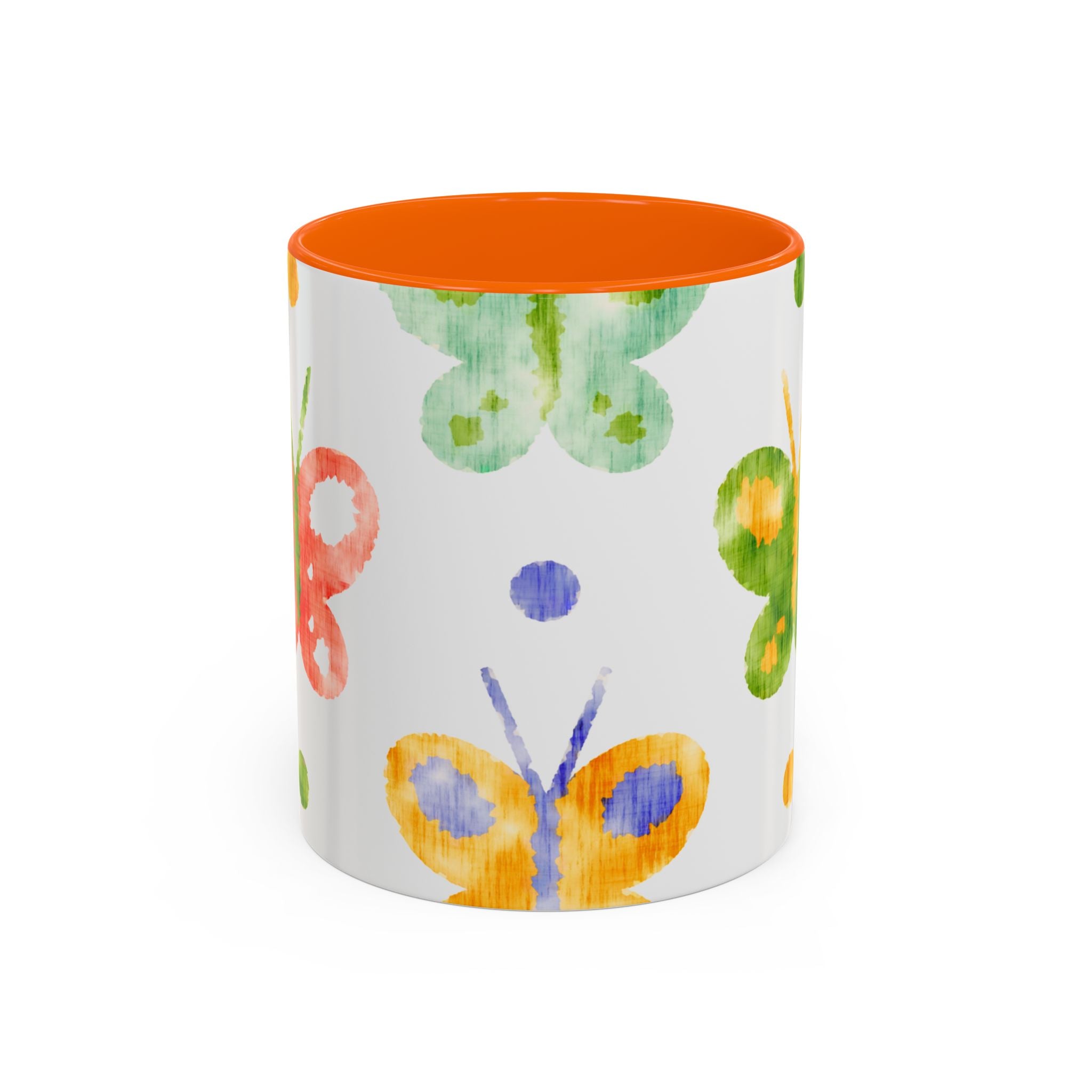 Watercolor Butterfly Accent Mug — Original Colorful Ceramic Cup