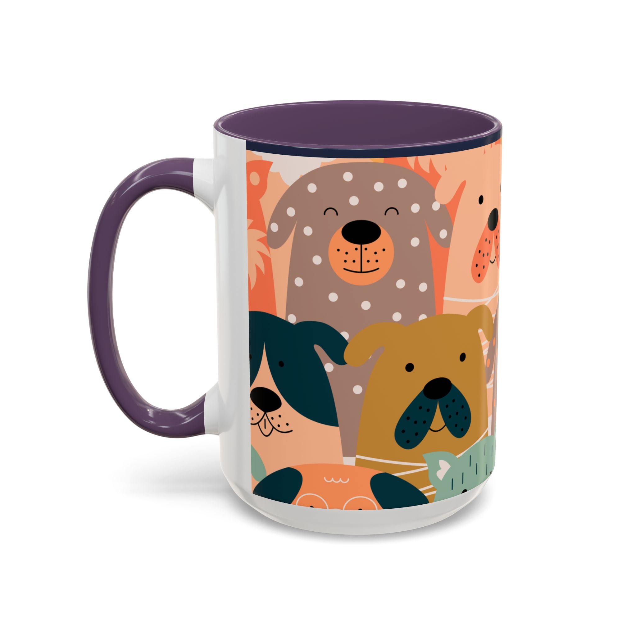 Puppy Parade Accent Mug — Original Colorful Dog Pattern Ceramic Cup