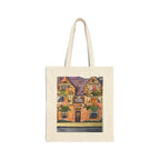 English Tea Room Cottage Canvas Tote — Original Watercolor Art