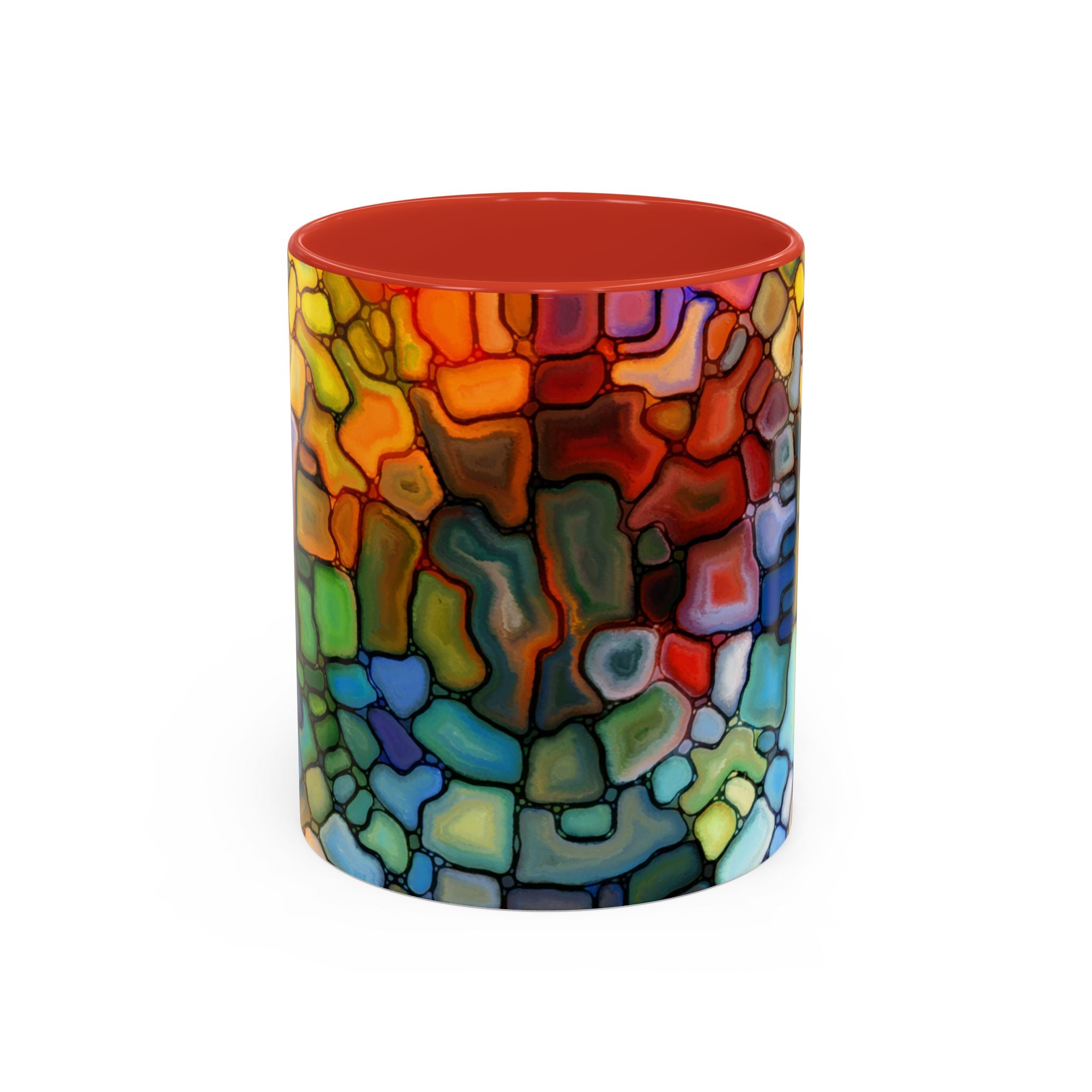 Stained Glass Mosaic Accent Mug — Original Abstract Art Ceramic Cup