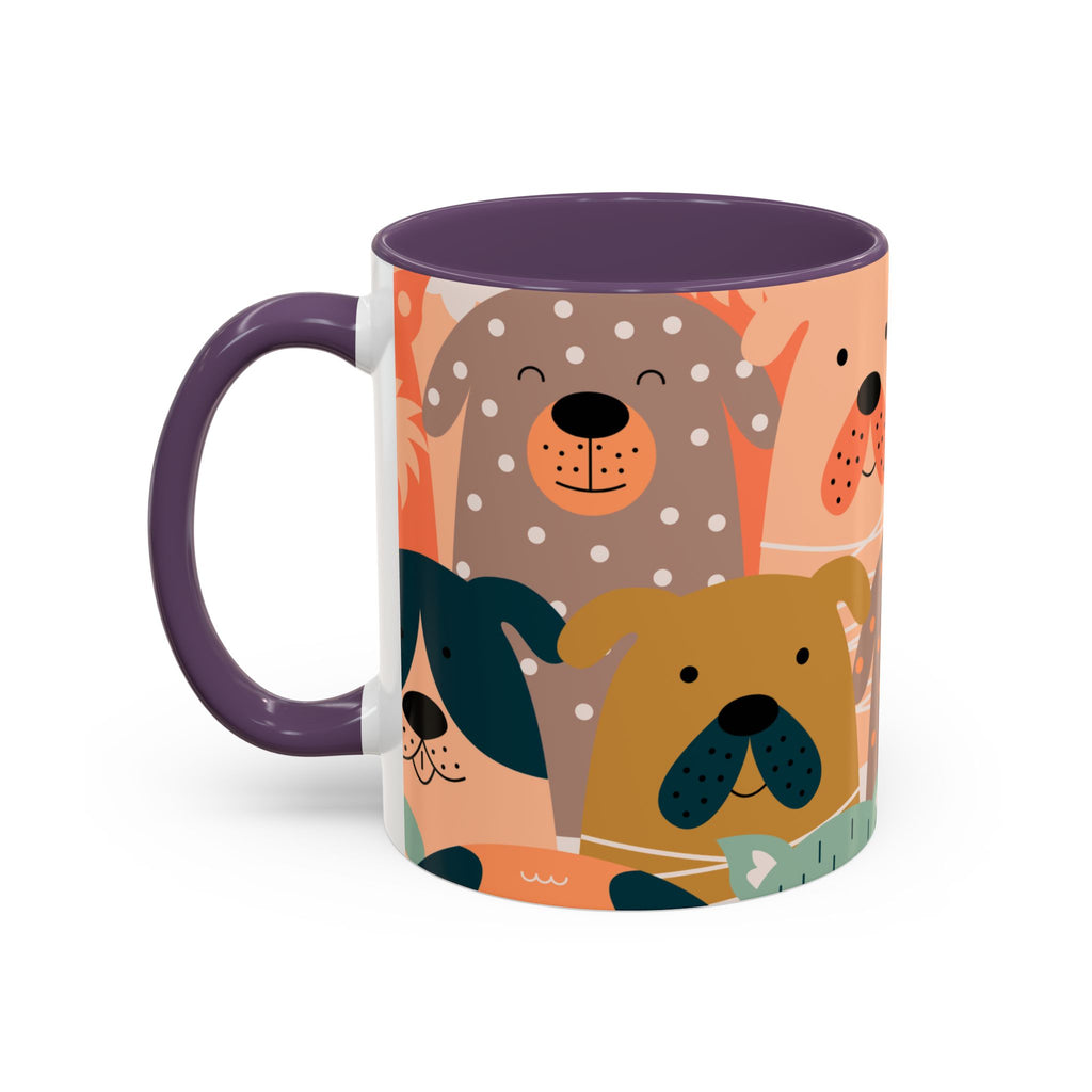Puppy Parade Accent Mug — Original Colorful Dog Pattern Ceramic Cup