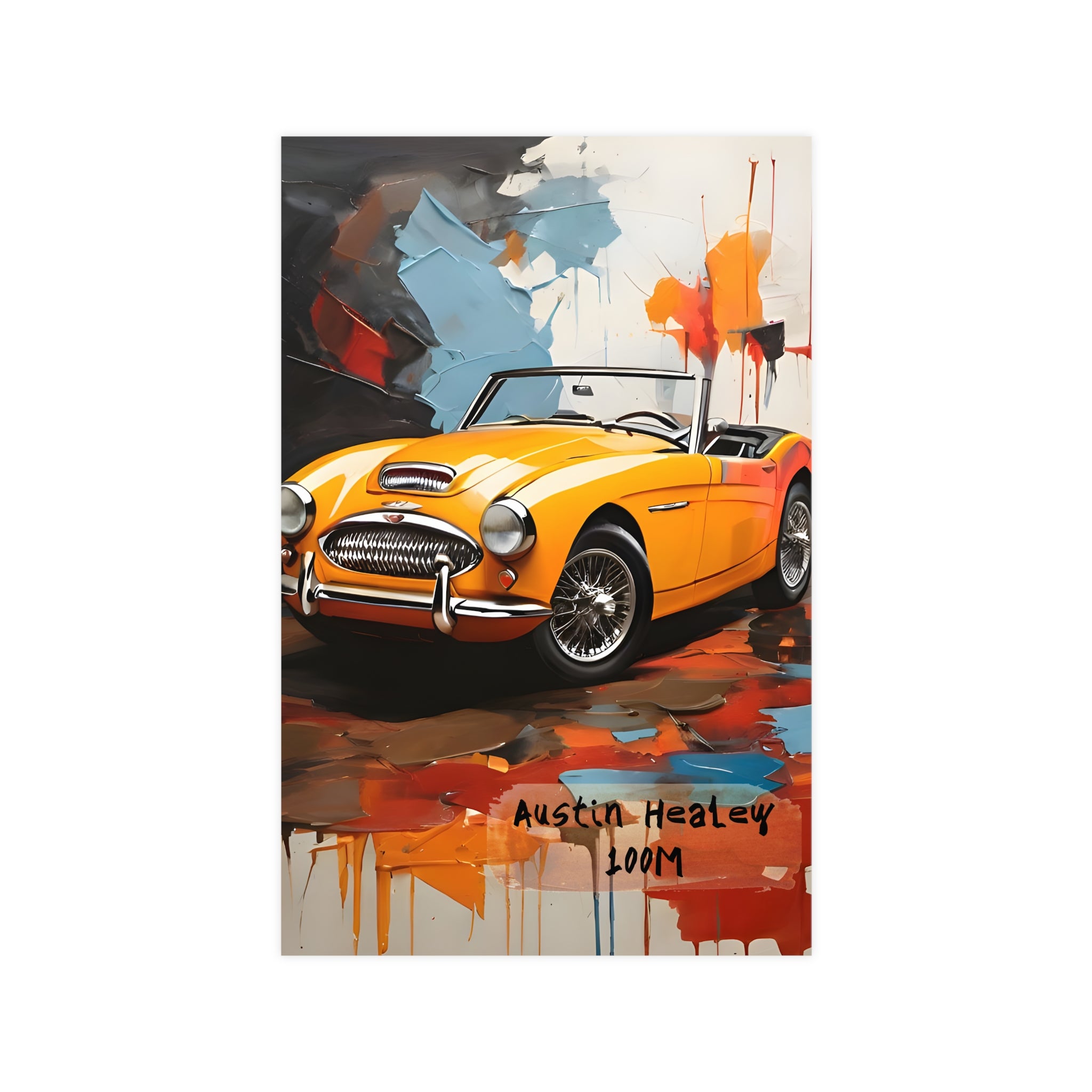 Austin Healey 100M — Original Vintage Sports Car Art Poster