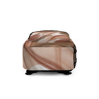 Abstract Brown Swirl Backpack — Neutral Marble Pattern Everyday Bag