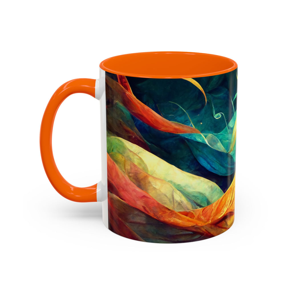 Abstract Autumn Leaves Accent Mug — Original Colorful Ceramic Cup