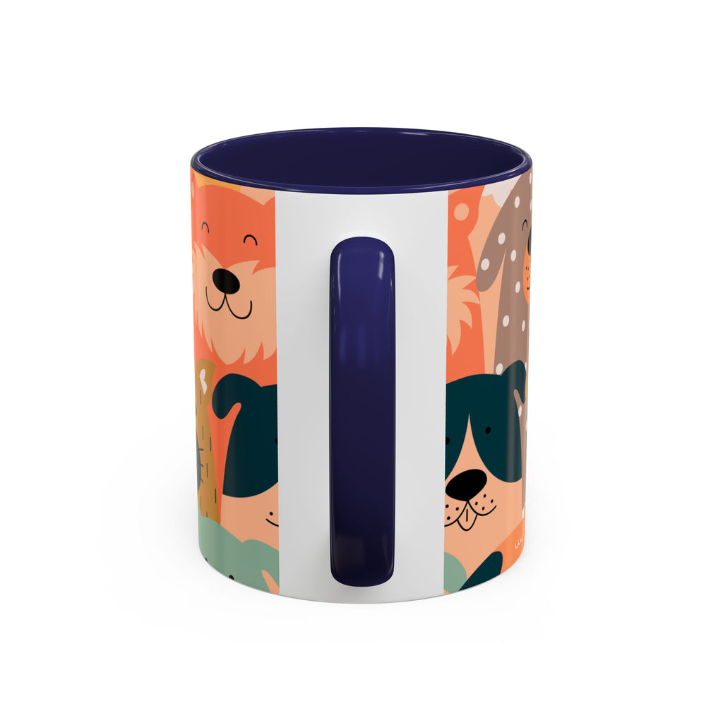 Puppy Parade Accent Mug — Original Colorful Dog Pattern Ceramic Cup