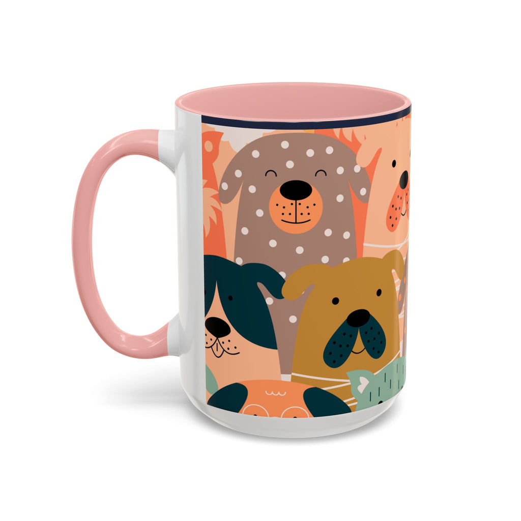 Puppy Parade Accent Mug — Original Colorful Dog Pattern Ceramic Cup