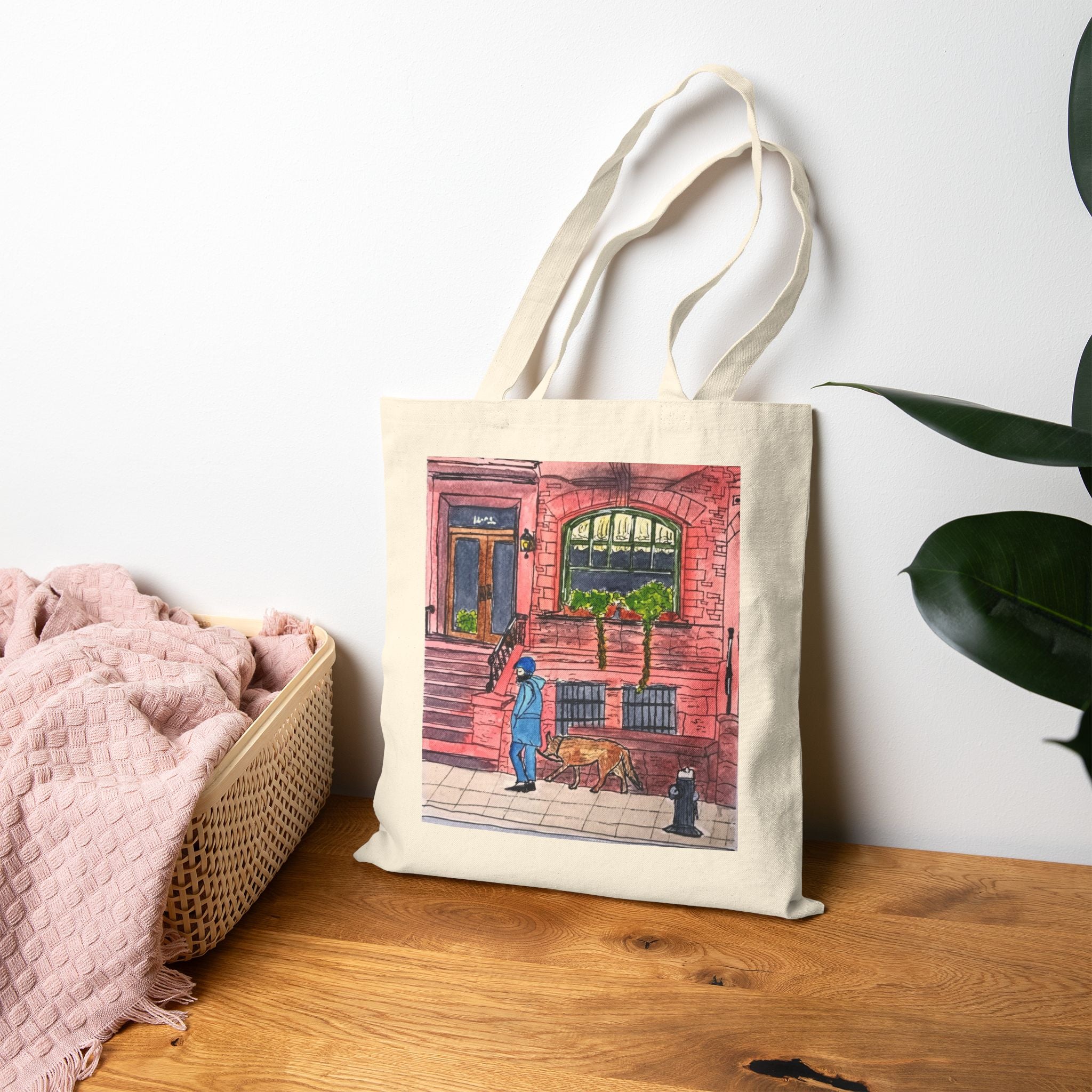Manhattan Morning Walk Canvas Tote — Original Watercolor Art