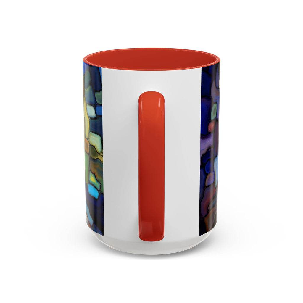 Stained Glass Mosaic Accent Mug — Original Abstract Art Ceramic Cup