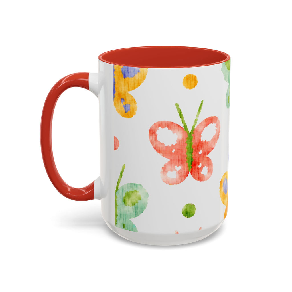 Watercolor Butterfly Accent Mug — Original Colorful Ceramic Cup