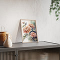 Peach Chrysanthemum — Watercolor Floral Wall Art, Framed Print 8.3" × 11.7"
