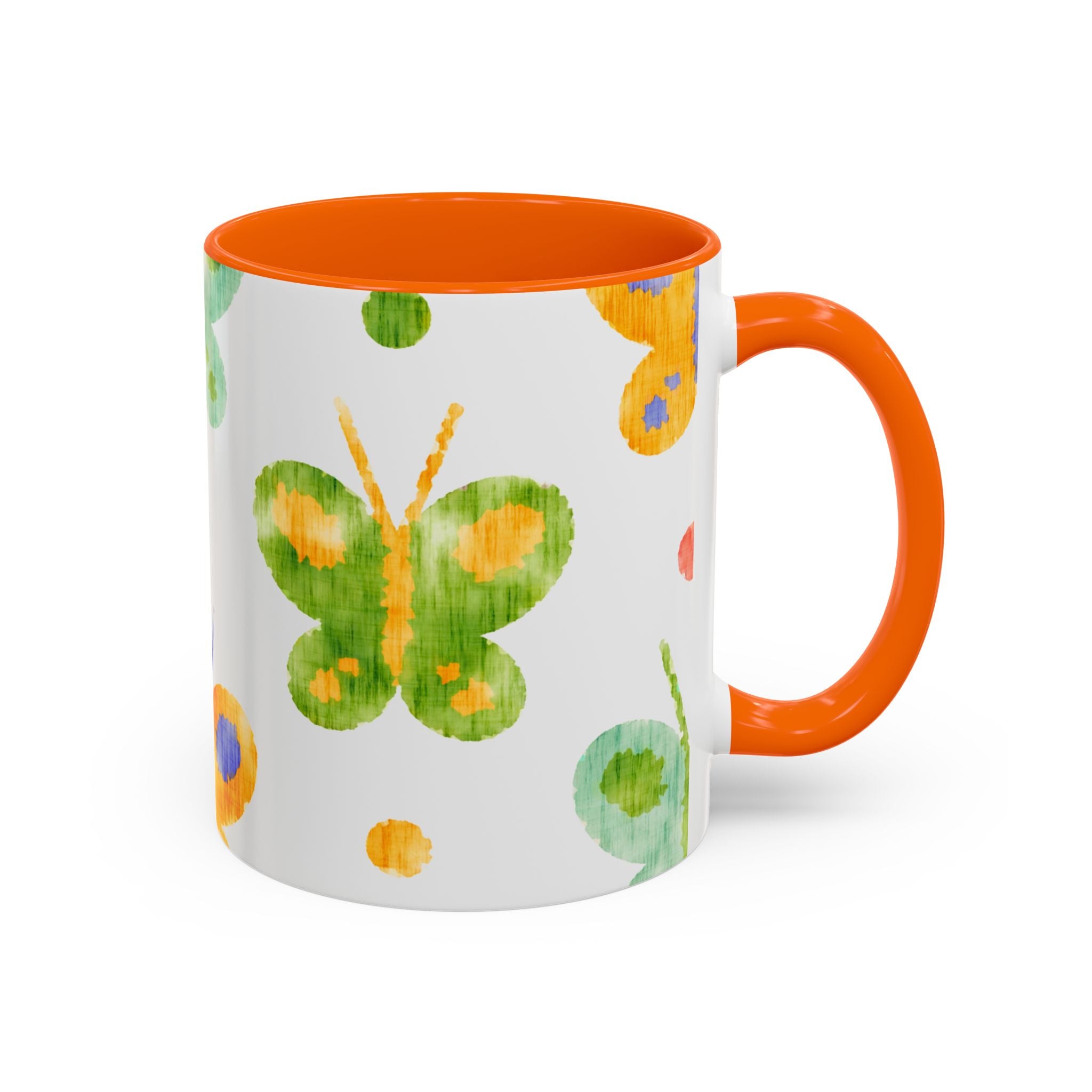 Watercolor Butterfly Accent Mug — Original Colorful Ceramic Cup