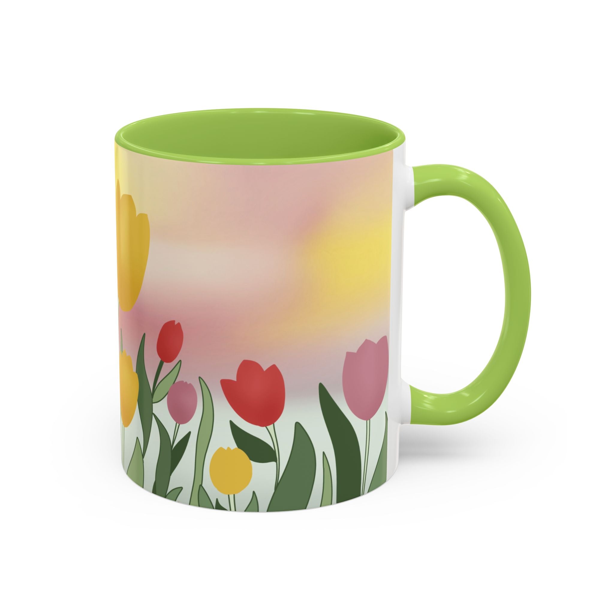 Spring Tulip Accent Mug — Original Floral Ceramic Cup