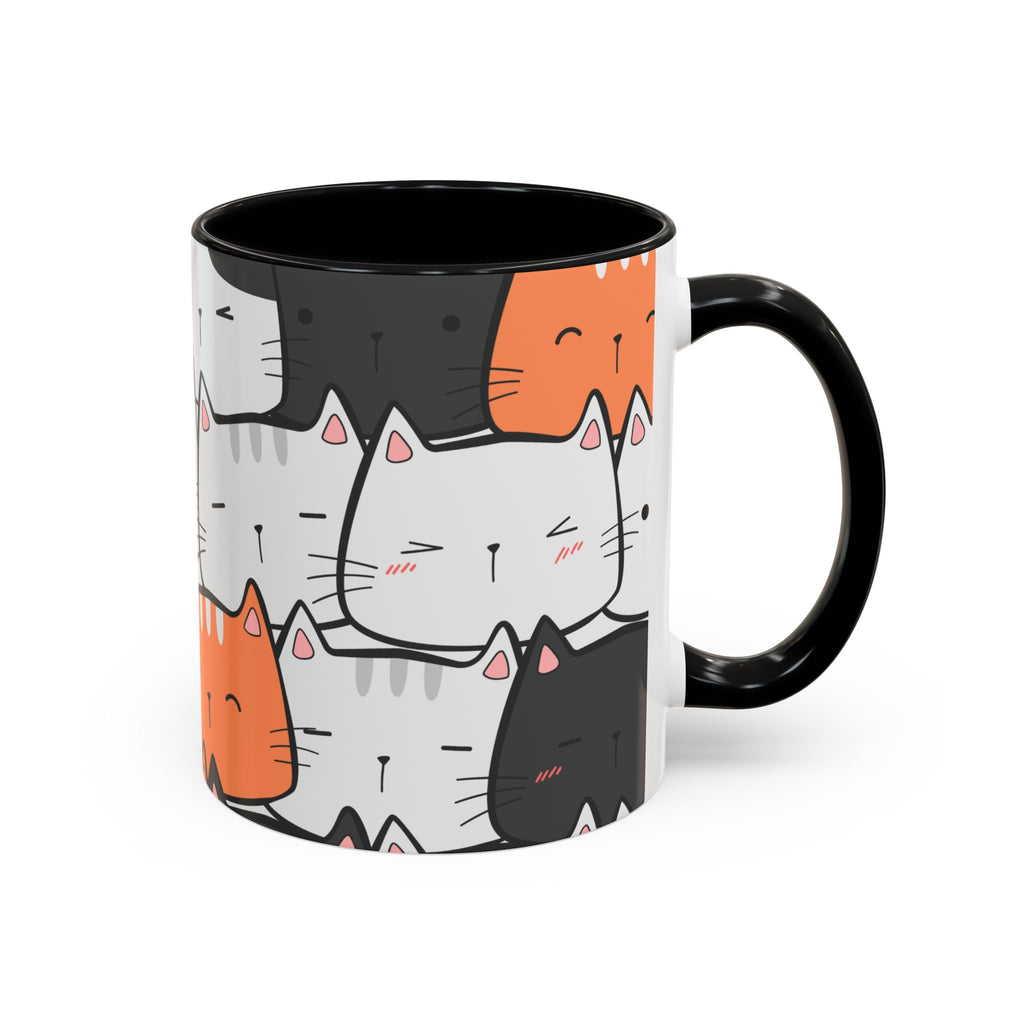 Kawaii Cat Accent Mug — Original Cute Cat Pattern Ceramic Cup