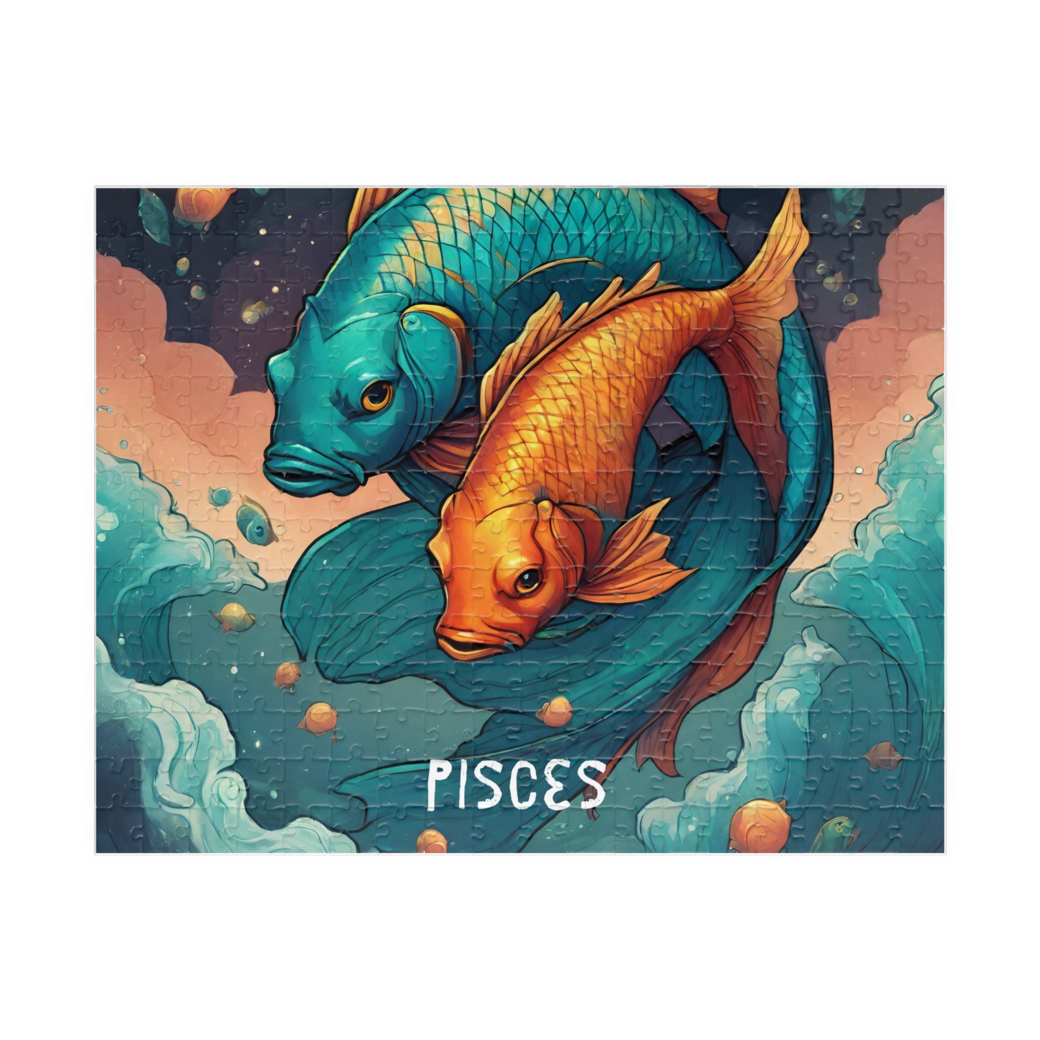 Pisces Zodiac Puzzle — Original Koi Fish Astrological Jigsaw, 252 Pieces