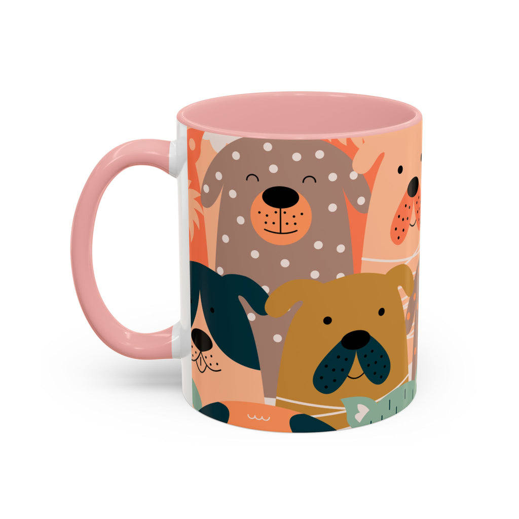 Puppy Parade Accent Mug — Original Colorful Dog Pattern Ceramic Cup